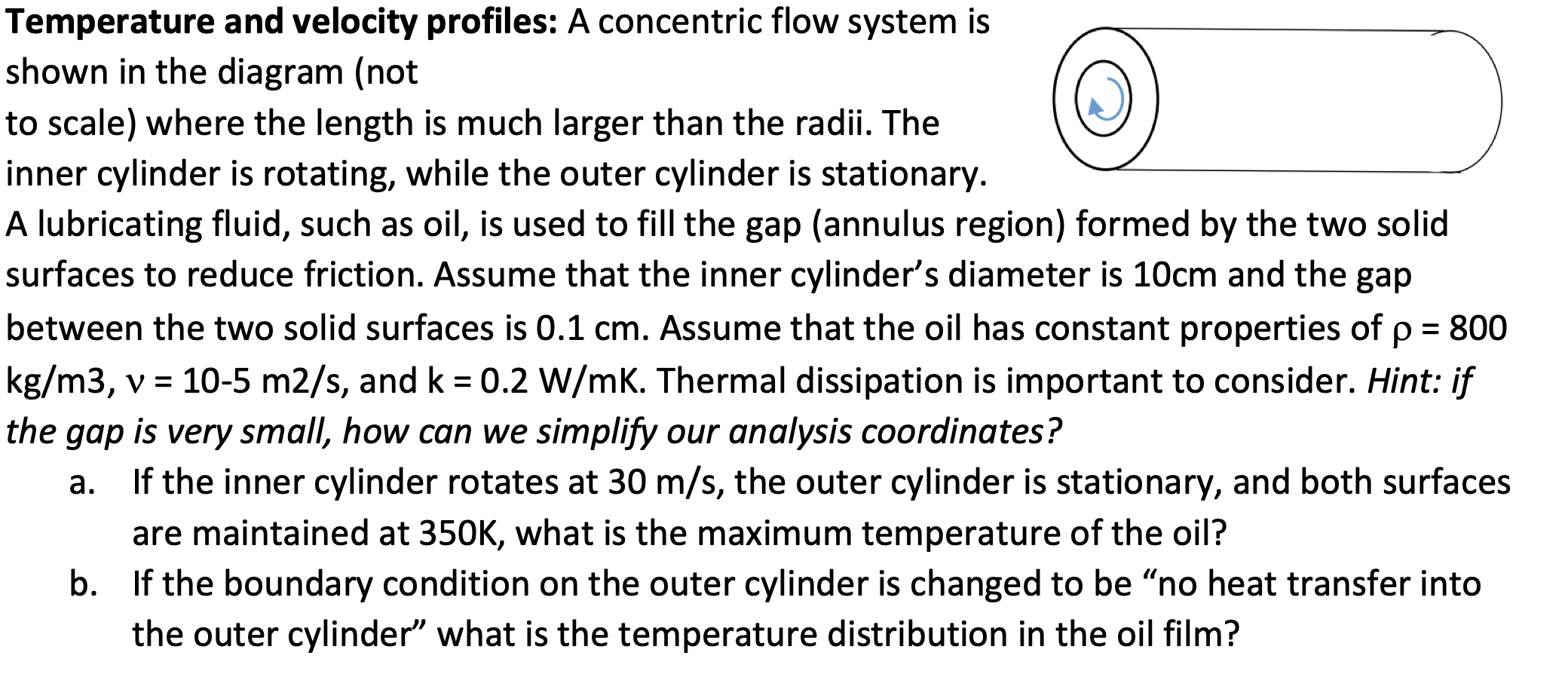 Solved Temperature and velocity profiles: A concentric flow | Chegg.com