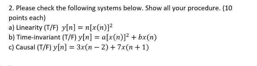 Solved 2. Please check the following systems below. Show all | Chegg.com