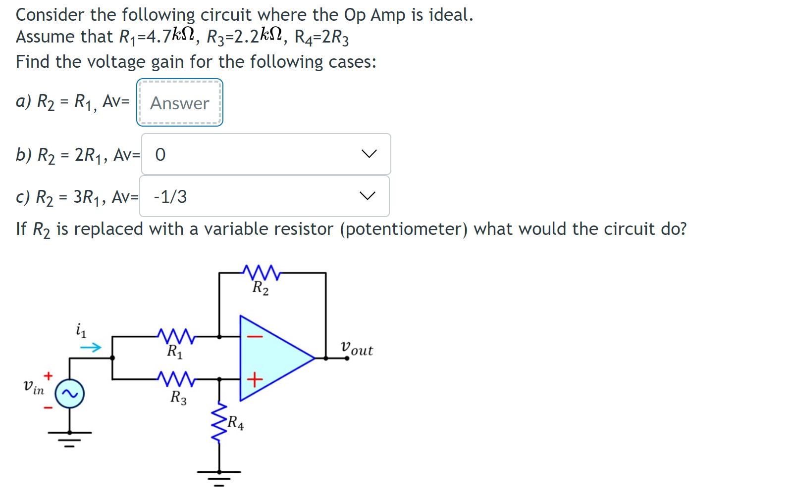 Solved Consider The Following Circuit Where The Op Amp Is | Chegg.com