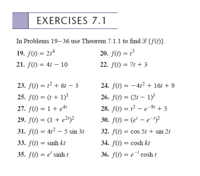 Solved EXERCISES 7.1 In Problems 19-36 Use Theorem 7.1.1 To | Chegg.com