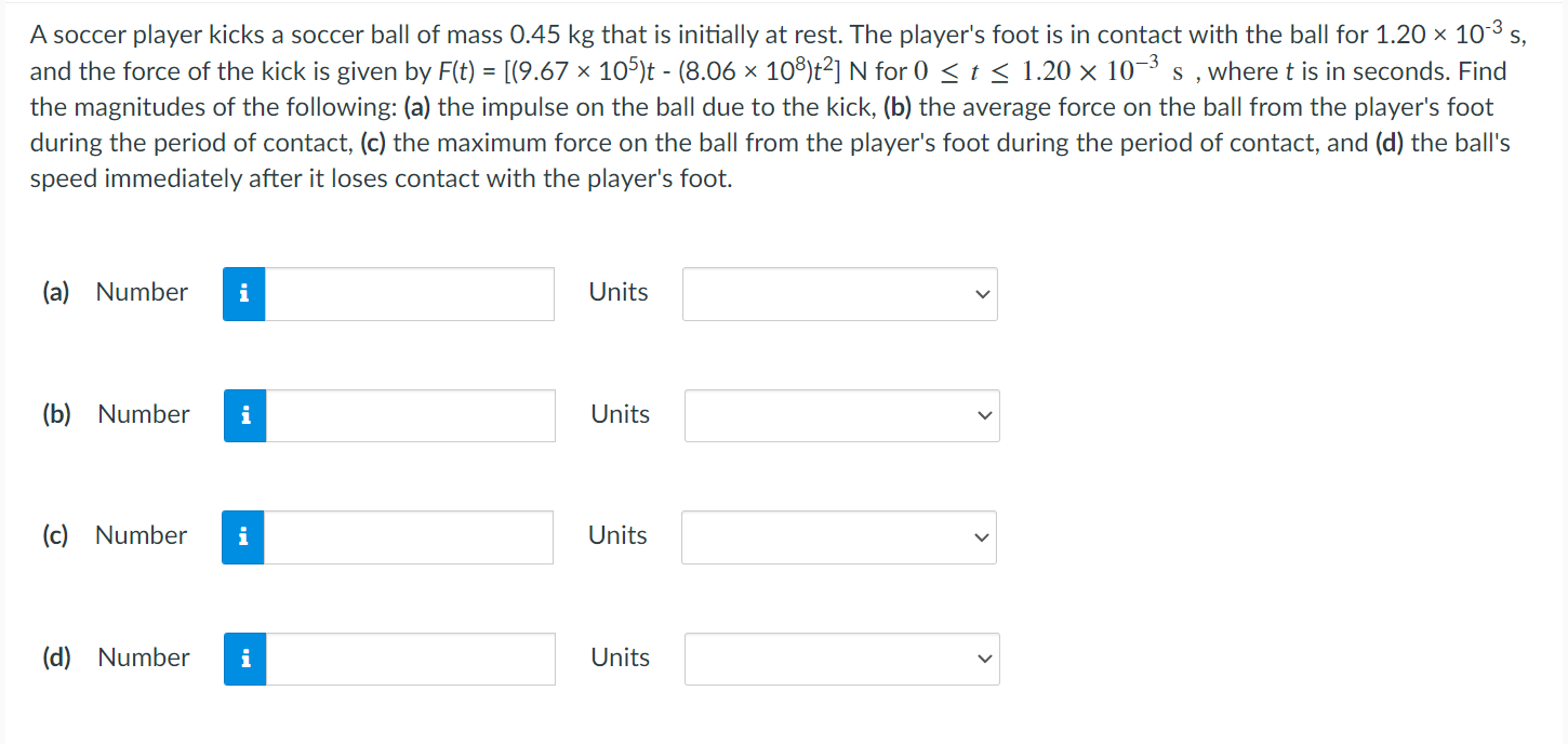 Solved A soccer player kicks a soccer ball of mass 0.45 kg