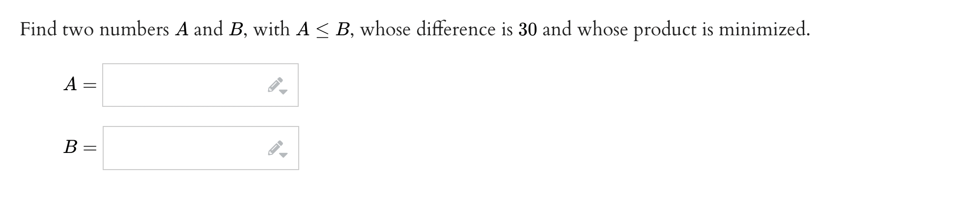 Solved Find Two Numbers A And B, With A≤B, Whose Difference | Chegg.com