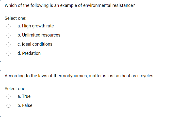 Solved Which Of The Following Is An Example Of Environmen Chegg Com