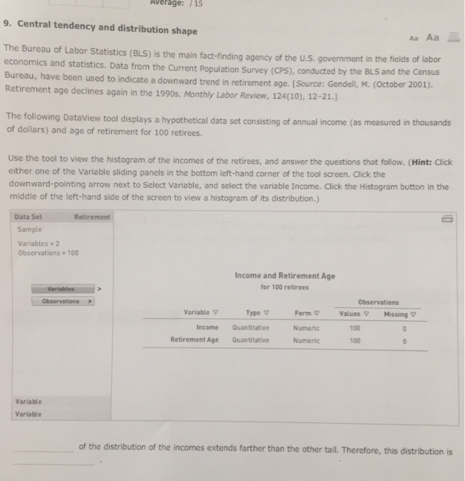 Average: Average 15 9. Central tendency and | Chegg.com