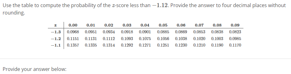 Solved Use the table to compute the probability of the | Chegg.com