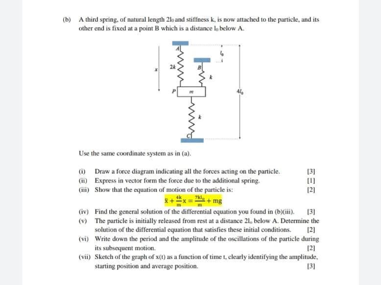 Solved (b) A third spring, of natural length 2lo and | Chegg.com