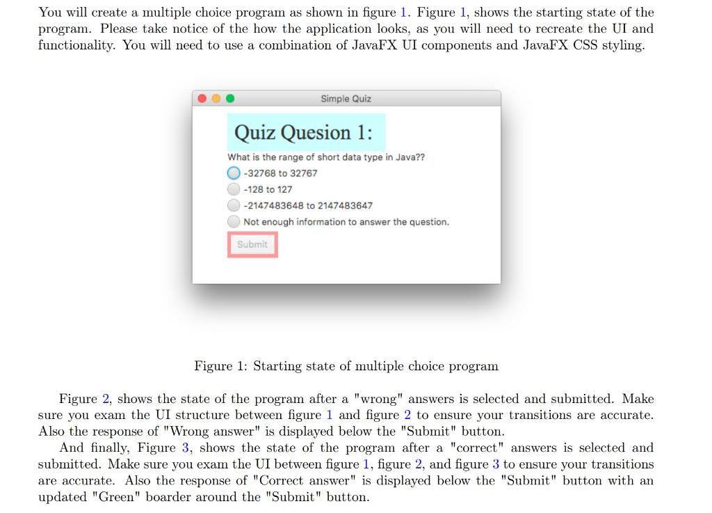 Solved You will create a multiple choice program as shown in | Chegg.com