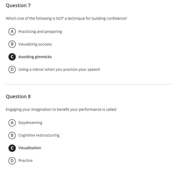 Solved Question 1 The Fear Of Public Speaking Is Referred To | Chegg.com