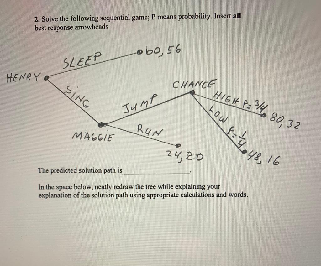 Solved 2. Solve the following sequential game; P means