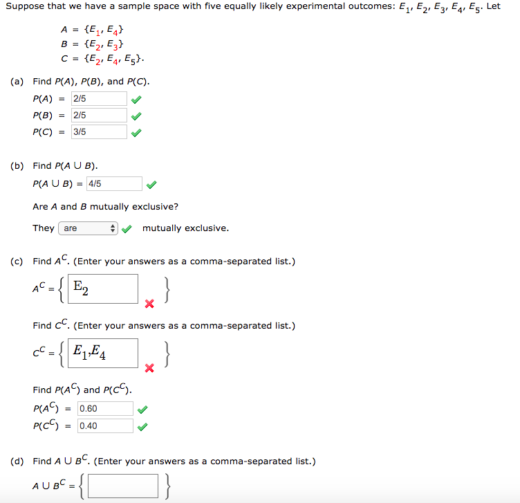 Solved Suppose That We Have A Sample Space With Five Equally