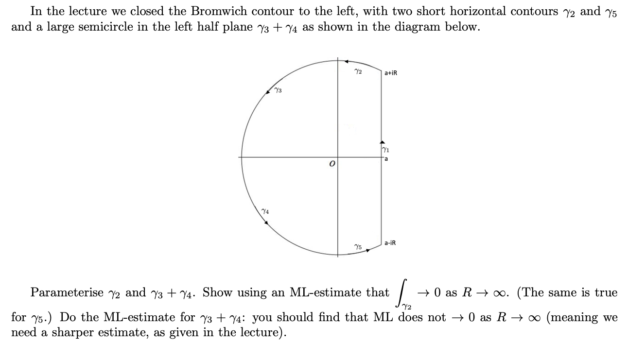 Solved In the lecture we closed the Bromwich contour to the | Chegg.com