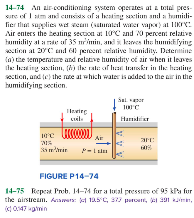 Solved 14-74 An Air-conditioning System Operates At A Total | Chegg.com