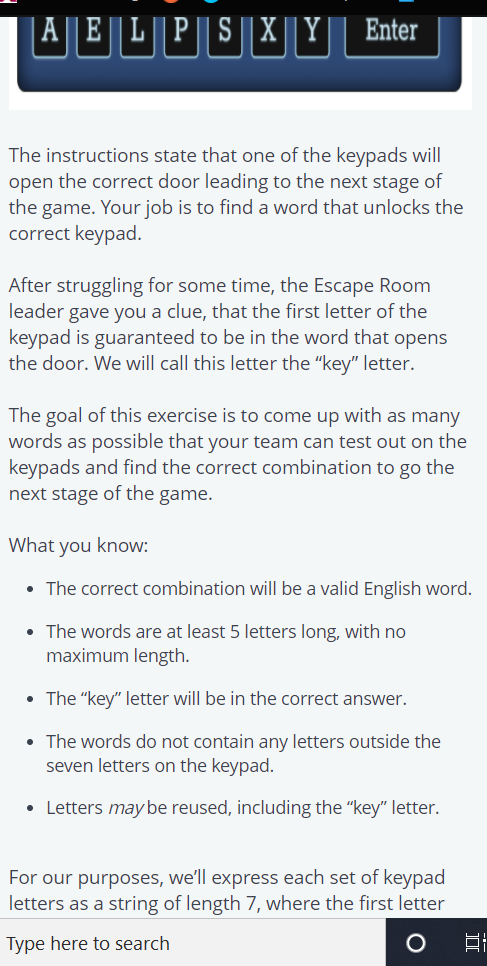 Solved 1. Escape Room Keypads Problem Statement You're | Chegg.com