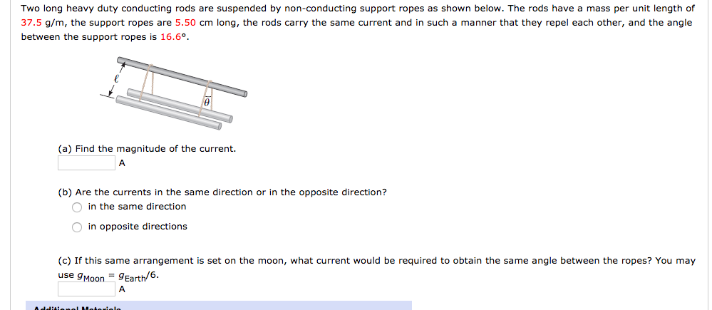 Solved Two long heavy duty conducting rods are suspended by | Chegg.com