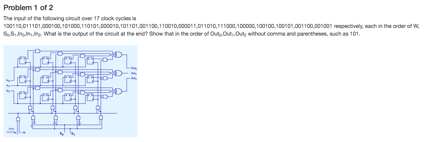 Problem 1 of 2 The input of the following circuit | Chegg.com
