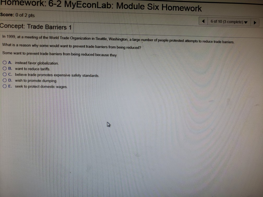 Solved Homework: 6-2 MyEconLab: Module Six Homework Score: 0 | Chegg.com