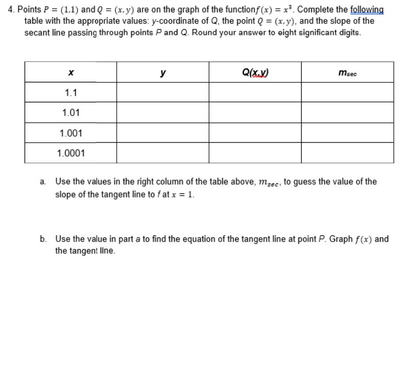 Solved Points P=(1,1) ﻿and Q=(x,y) ﻿are On The Graph Of The | Chegg.com