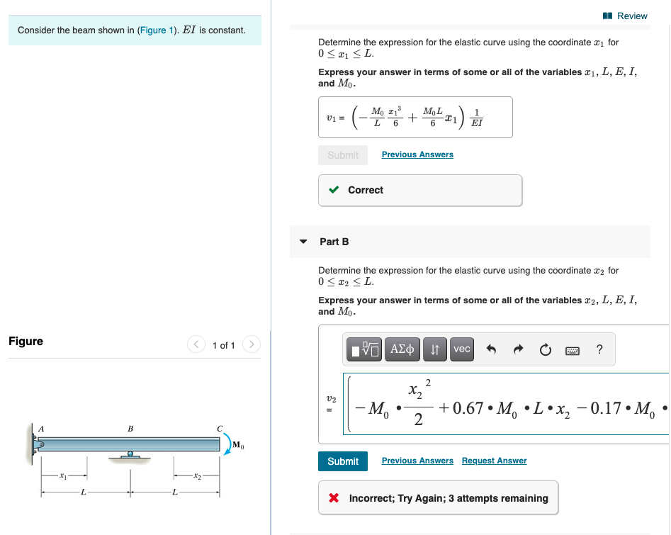 Solved Consider the beam shown in (Figure 1). EIEI | Chegg.com