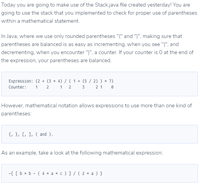 Solved Today you are going to make use of the Stack.java | Chegg.com
