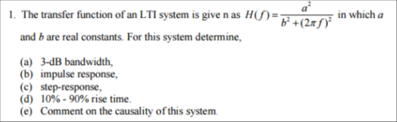 Solved 1. The transfer function of an LTI system is given as | Chegg.com