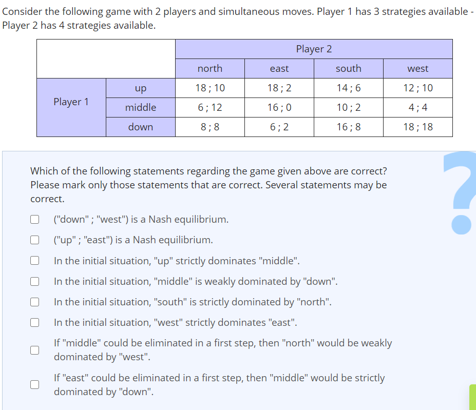 Solved Consider the following game with 2 players and | Chegg.com
