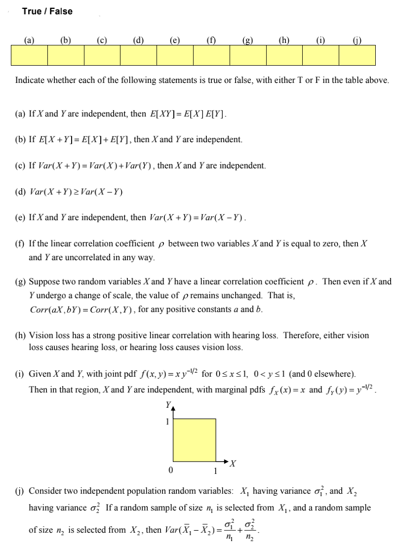 Solved True False A B C D E F G H 1 6 Chegg Com