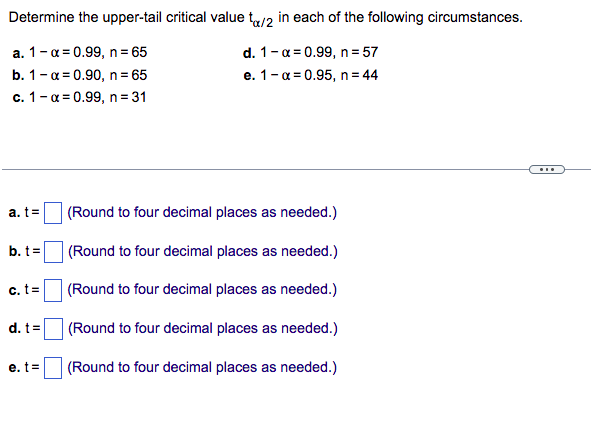 Solved Show me the steps to solve Determine the upper-tail | Chegg.com