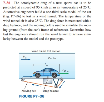 Solved 7-36 The aerodynamic drag of a new sports car is to | Chegg.com