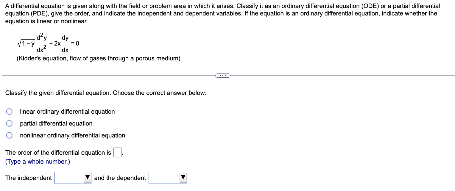 Solved A Differential Equation Is Given Along With The Field