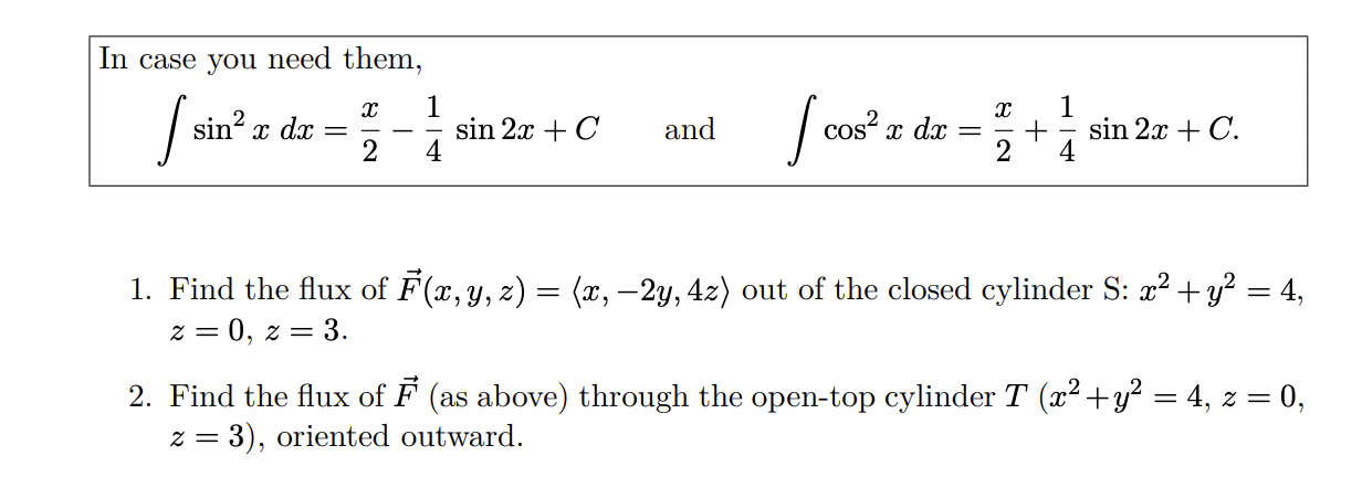 Solved n case you need them, ∫sin2xdx=2x−41sin2x+C and | Chegg.com