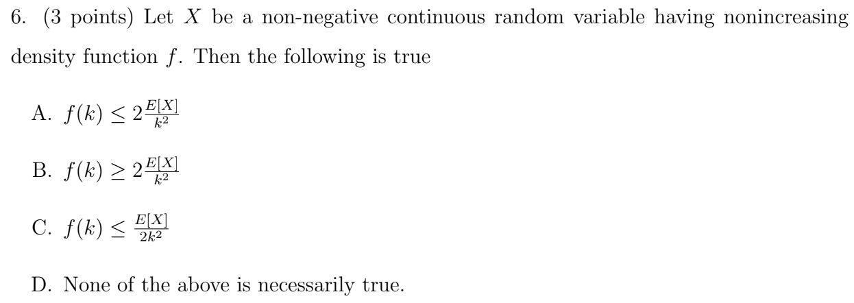 Solved 6 3 Points Let X Be A Non Negative Continuous