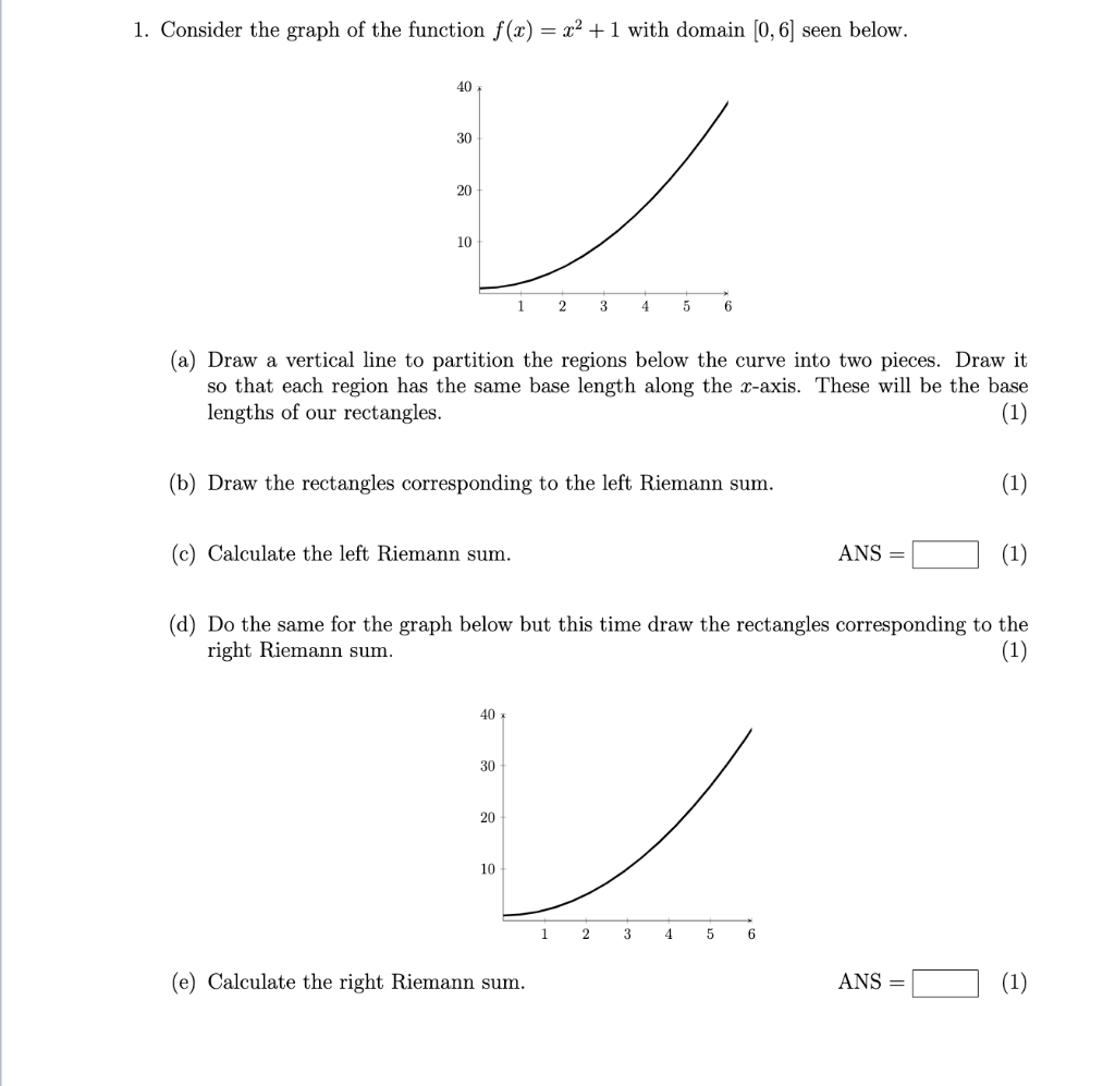 Solved 1. Consider the graph of the function f(x) = x2 +1 | Chegg.com