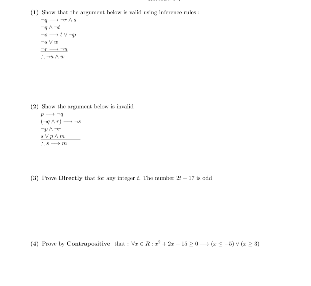 Solved (1) Show That The Argument Below Is Valid Using | Chegg.com