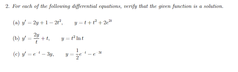 Solved 2. For each of the following differential equations, | Chegg.com