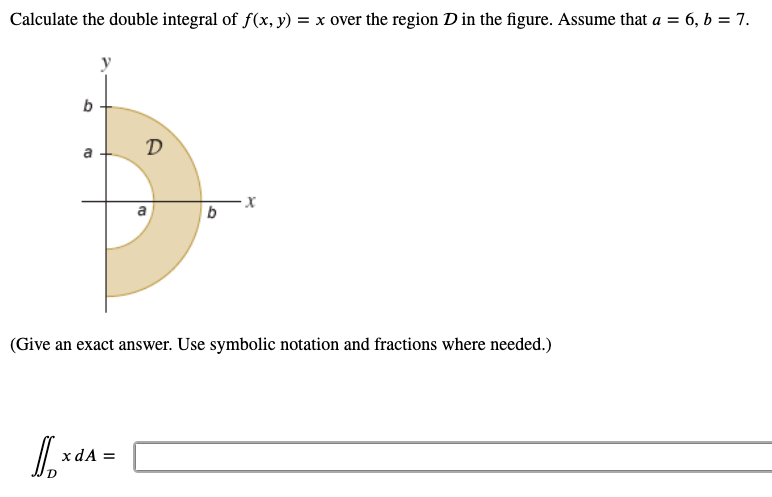 Solved Calculate the double integral of f(x,y)=x over the | Chegg.com