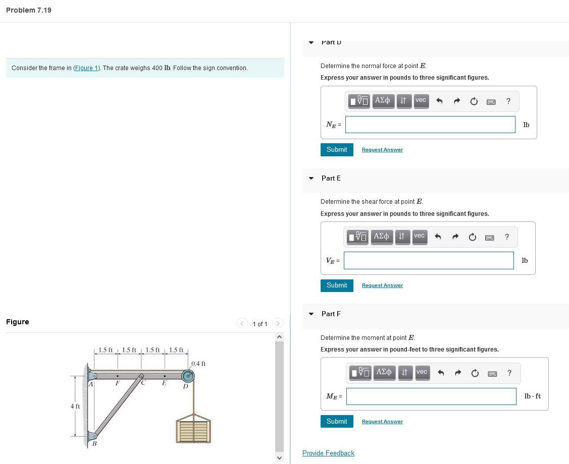 Solved Problem 7.19 Part A Consider the frame in (Figure 1). | Chegg.com