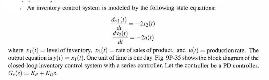 9-42. For the inventory control system shown in Fig. | Chegg.com