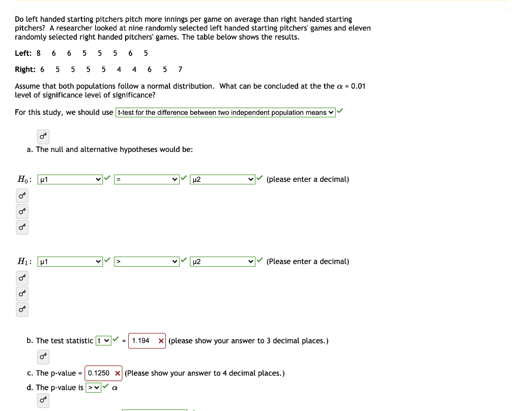 Solved Do left handed starting pitchers pitch more innings