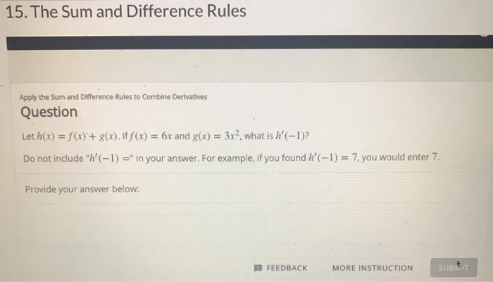 Solved 15. The Sum and Difference Rules Apply the Sum and | Chegg.com
