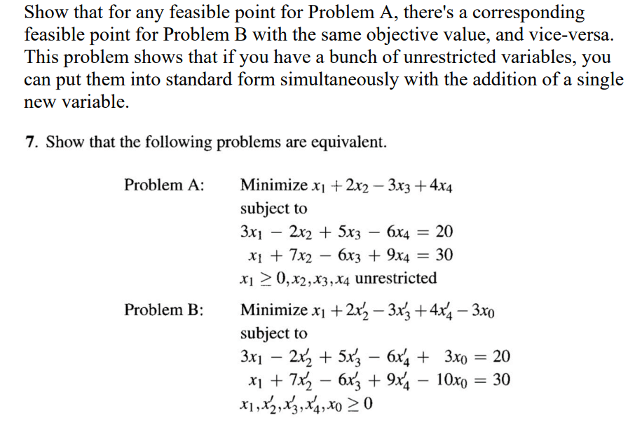Solved Show that for any feasible point for Problem A, | Chegg.com