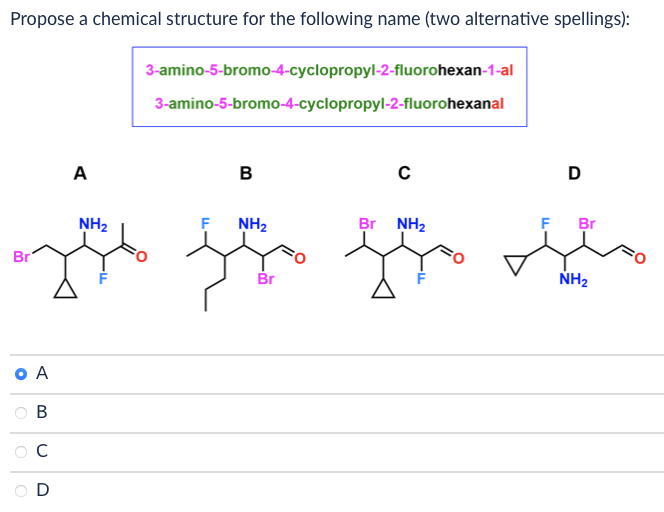 Solved Propose a chemical structure for the following name | Chegg.com