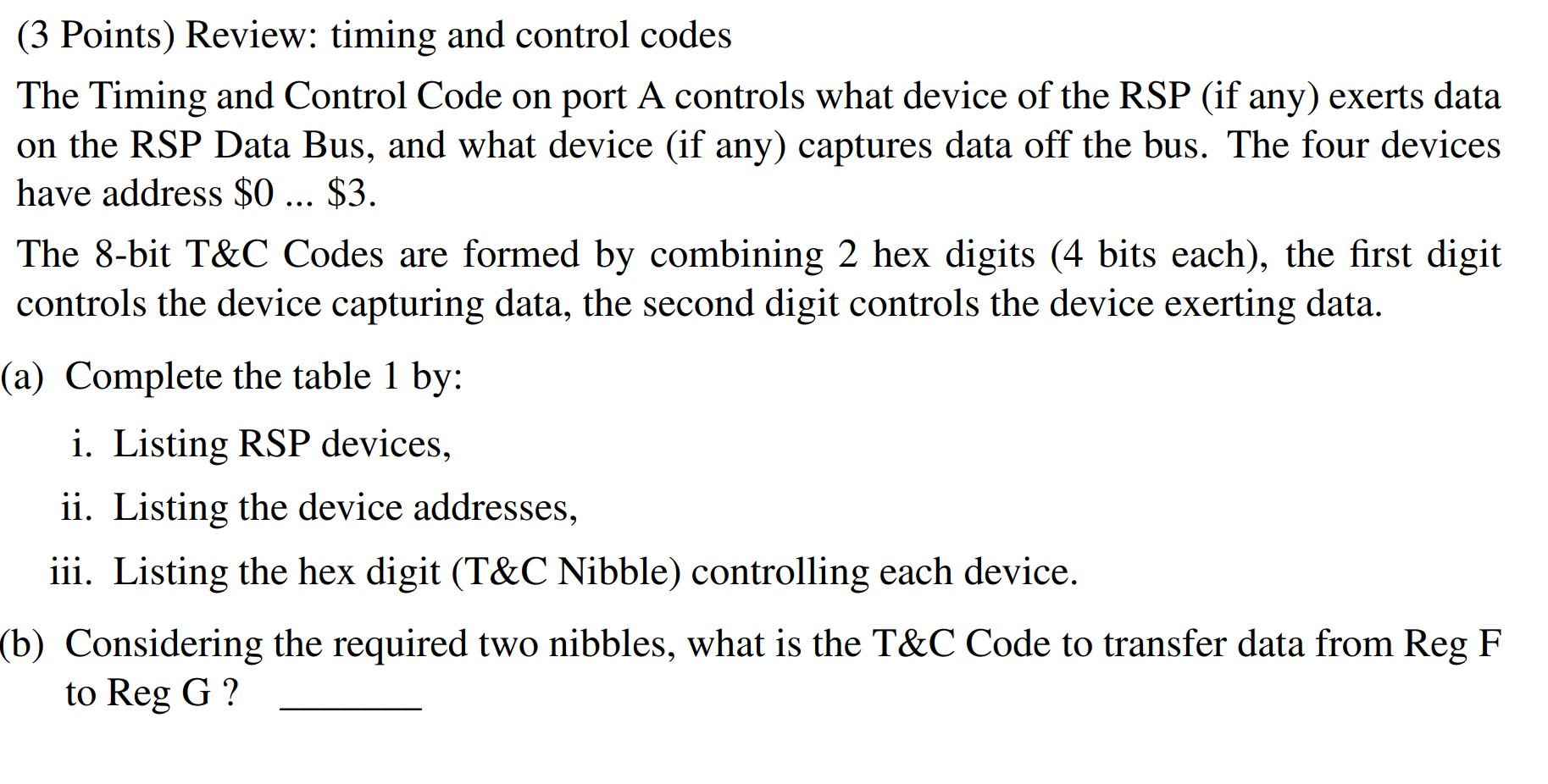 Solved (3 Points) Review: timing and control codes The | Chegg.com