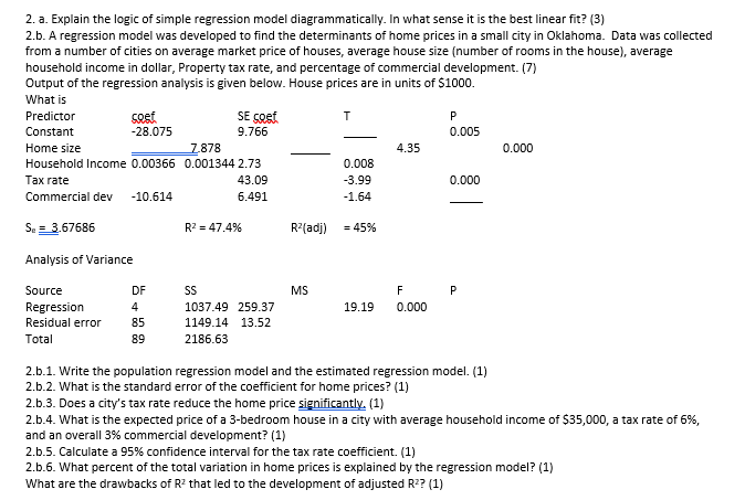 Solved 2. a. Explain the logic of simple regression model | Chegg.com