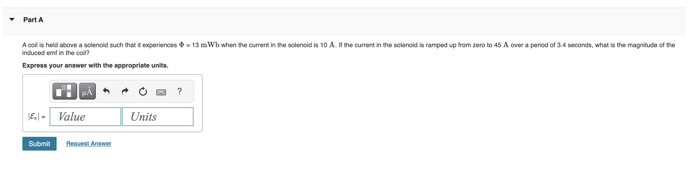 Solved induced emf in the coil? Express your answer with the