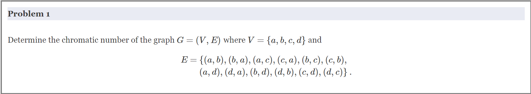 Solved Problem 1 Determine The Chromatic Number Of The Graph | Chegg.com