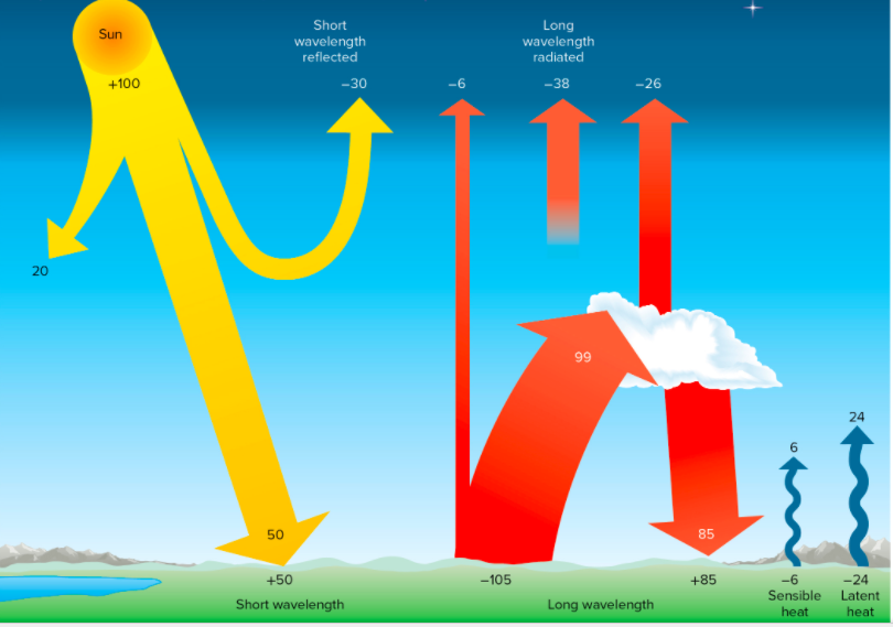 All the Following Are True Regarding Earth’s Radiation Balance Except…