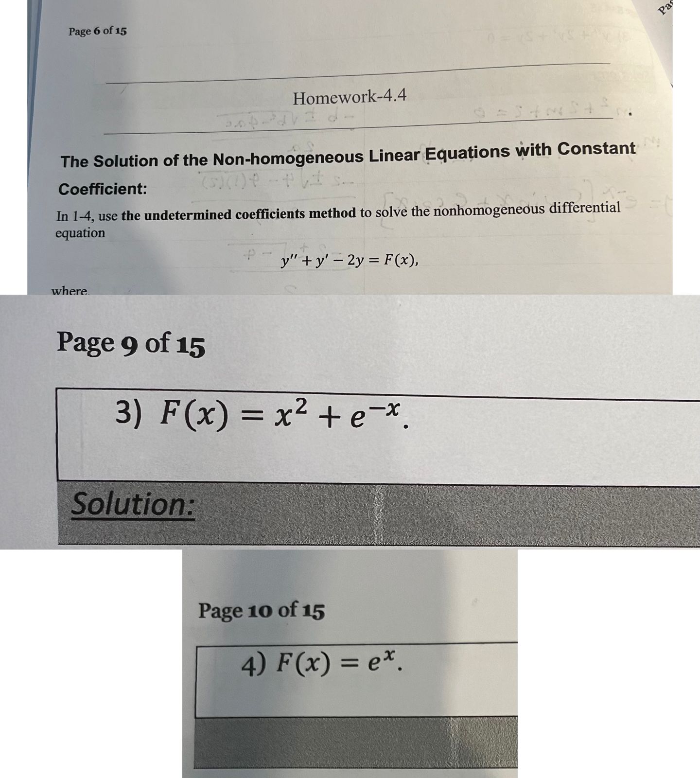 Solved The Solution Of The Non Homogeneous Linear Equations 3138