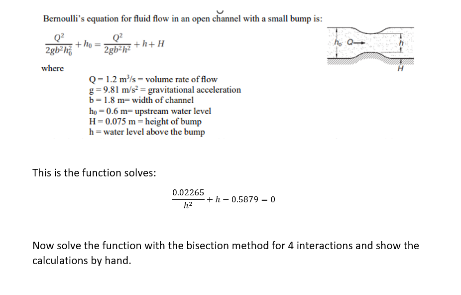 Solved Bernoulli's equation for fluid flow in an open | Chegg.com