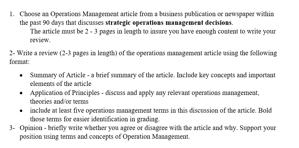 article review related to operations management