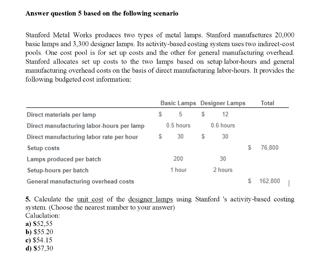 Solved Answer question 5 based on the following scenario Chegg